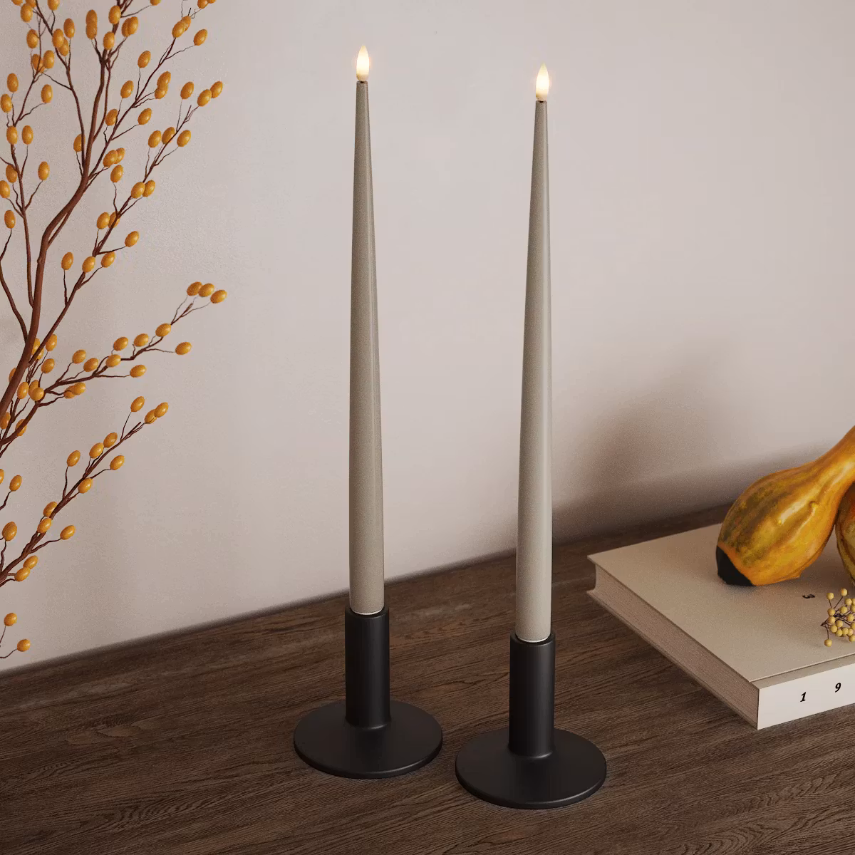 Deluxe LED-Shiny Dinner Candles – Real Flame H38, Set av 2
