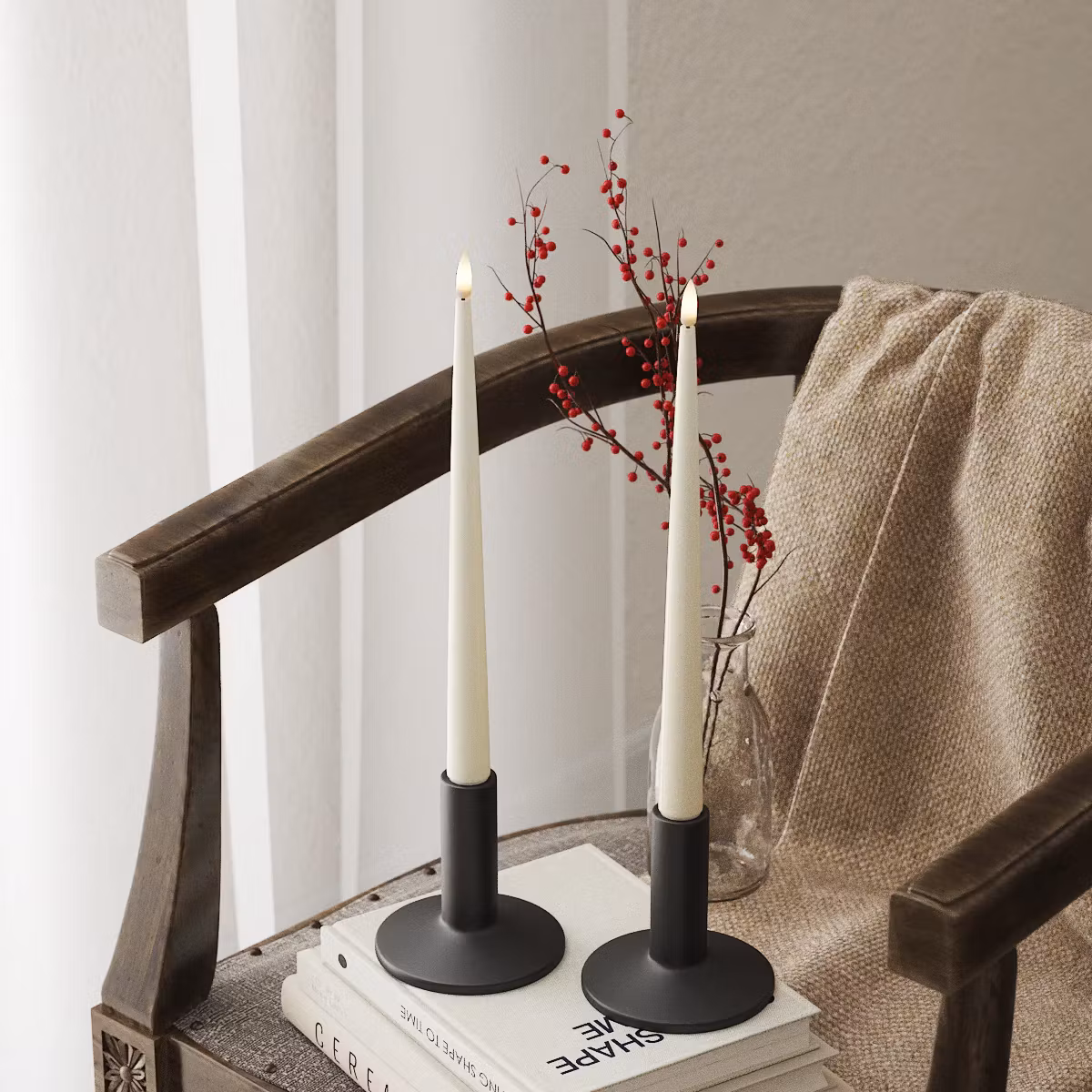 Deluxe LED-Shiny Dinner Candles – Real Flame H28, Set av 2