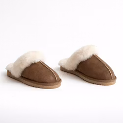 SANDEFJORD Fårskinnstofflor, Brown