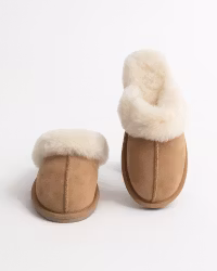 SANDEFJORD Fårskinnstofflor, Beige