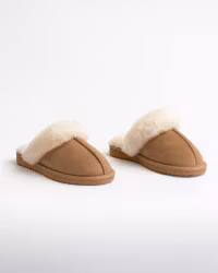 SANDEFJORD Fårskinnstofflor, Beige