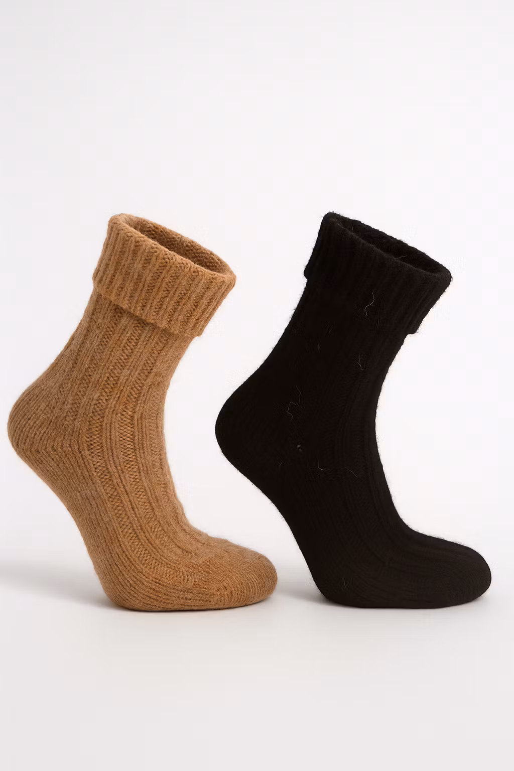 Alpacka Sockor Ribb, Ocra-Nero 2-Pack