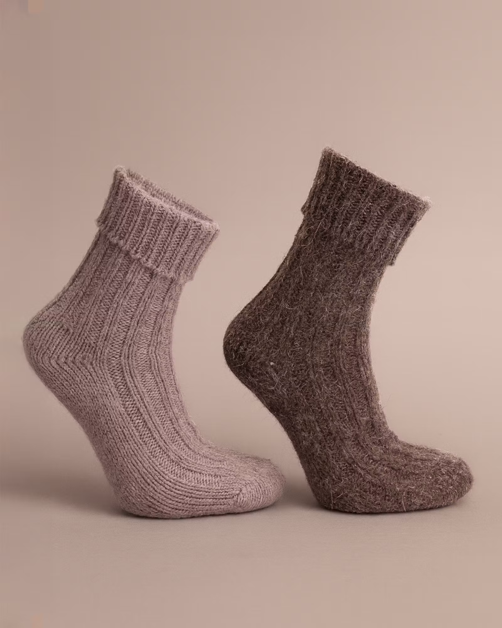 Alpacka Sockor Ribb, Camello-Moro 2-Pack