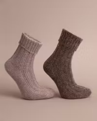 Alpacka Sockor Ribb, Camello-Moro 2-Pack