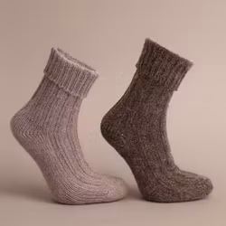 Alpacka Sockor Ribb, Camello-Moro 2-Pack