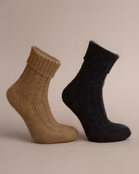 Alpacka Sockor Ribb, Ocra-Nero 2-Pack