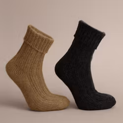 Alpacka Sockor Ribb, Ocra-Nero 2-Pack