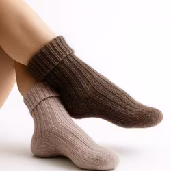 Alpacka Sockor Ribb, Camello-Moro 2-Pack