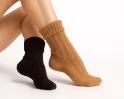 Alpacka Sockor Ribb, Ocra-Nero 2-Pack