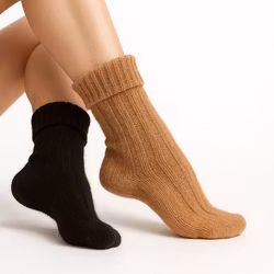 Alpacka Sockor Ribb, Ocra-Nero 2-Pack
