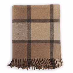 Ullpläd Glencheck Rut vävd 130 x 200cm - Beige/Brun