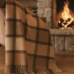 Ullpläd Glencheck Rut vävd 130 x 200cm - Beige/Brun