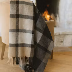 Ullpläd Glencheck Rut vävd 130 x 200cm - Blå/Beige