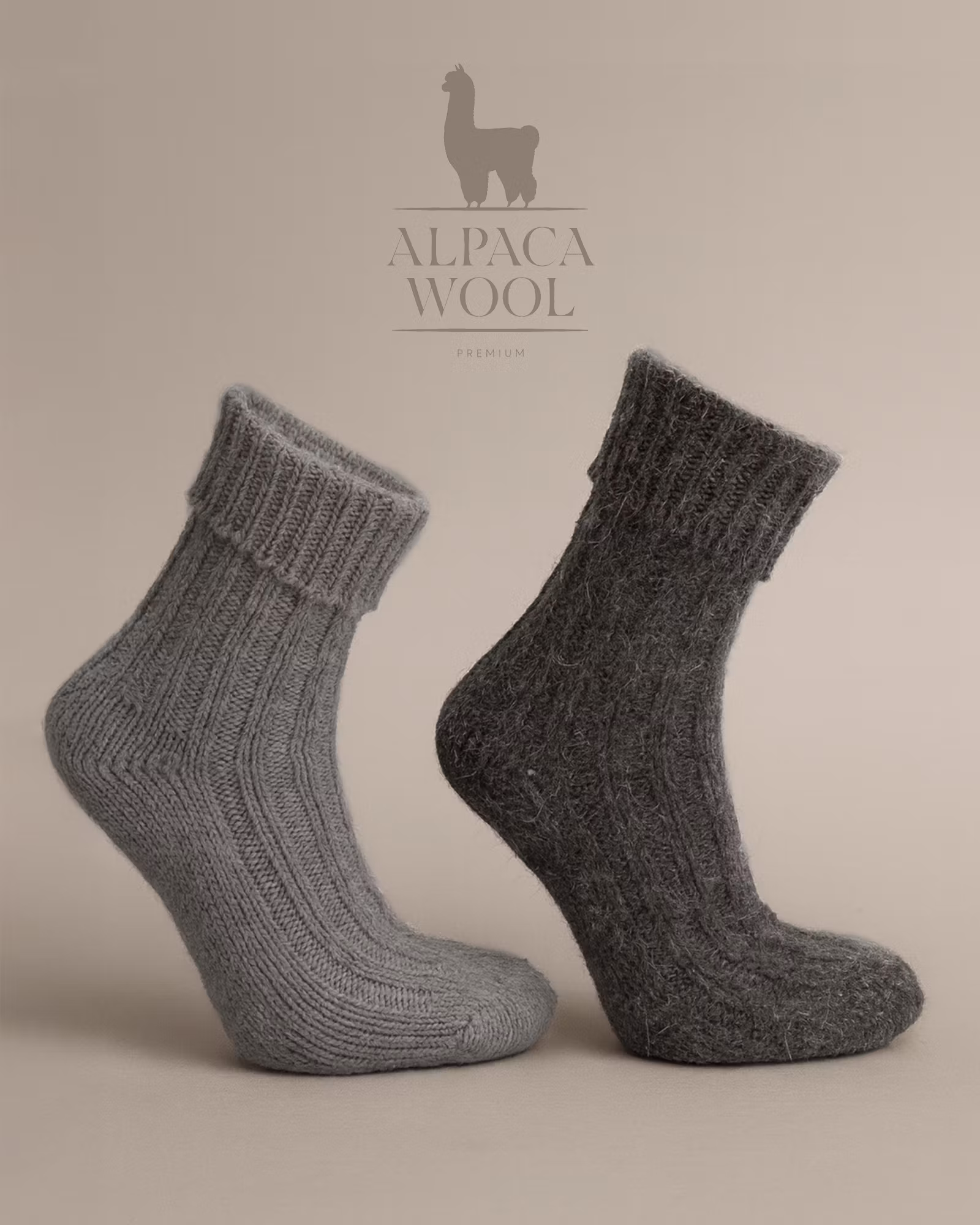 Alpacka Sockor Ribb, Grå-Antracit 2-Pack