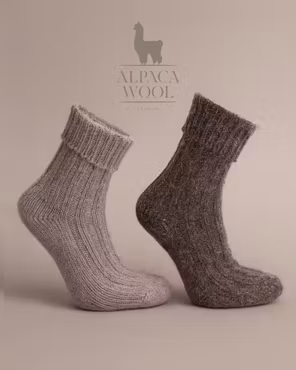 Alpacka Sockor Ribb, Camello-Moro 2-Pack