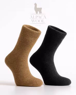Alpacka Sockor, Ockra-Svart 2-Pack