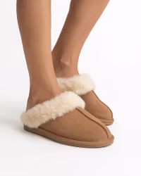 SANDEFJORD Fårskinnstofflor, Beige