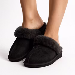 SANDEFJORD Fårskinnstofflor, Svart