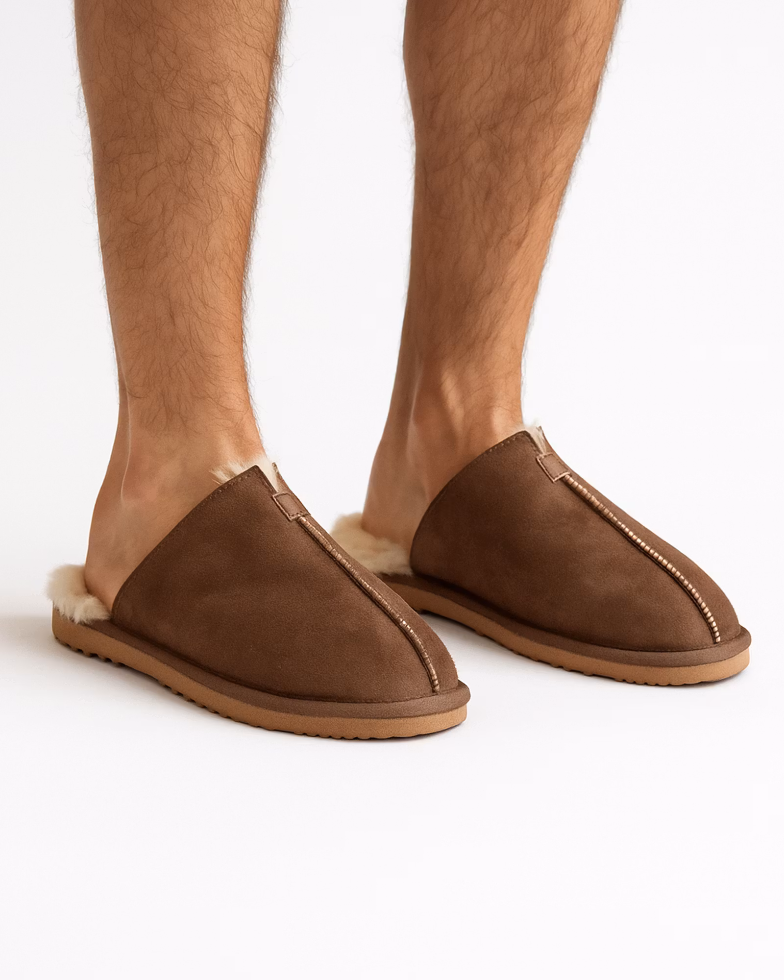 STAVANGER Fårskinnstofflor Herr, Brown