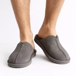 STAVANGER Fårskinnstofflor Herr, Ljusgrå