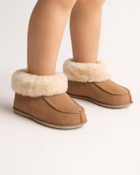 KID'Z NARVIK Fårskinnstofflor Ankelhög, Beige