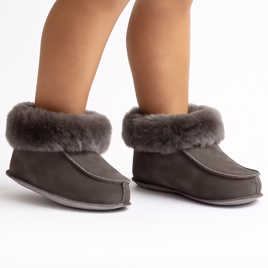 KID'Z NARVIK Fårskinnstofflor Ankelhög, Grey