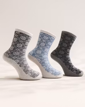Ullfrotté Sockor 3pack, Gryne - Varm, Mjuk & Komfortabel