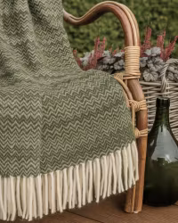 Ullpläd Zick-Zack 130x170cm - Grön/Vit