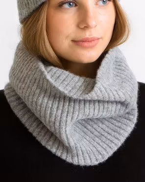 Tubhalsduk Chunky Ribbstickad - Gråmelerad