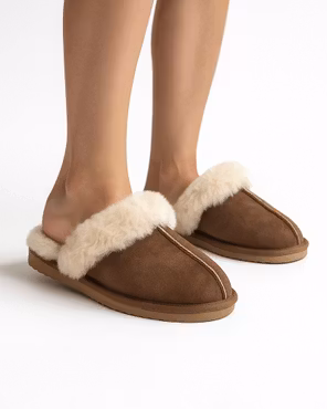 SANDEFJORD Fårskinnstofflor, Brown