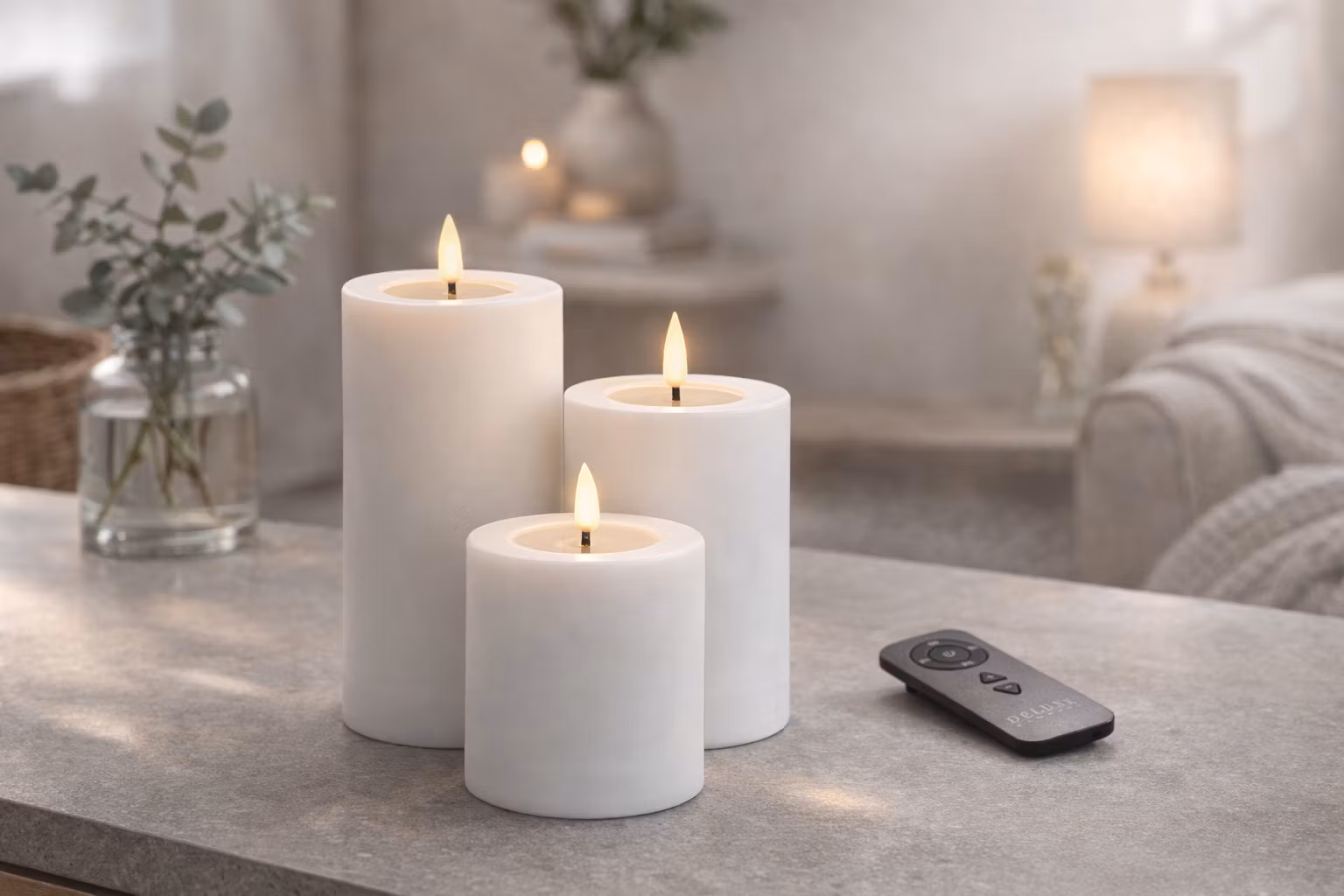 LED-Blockljus Deluxe Paket Ø7,5 Inomhus - VITA i Set av 3