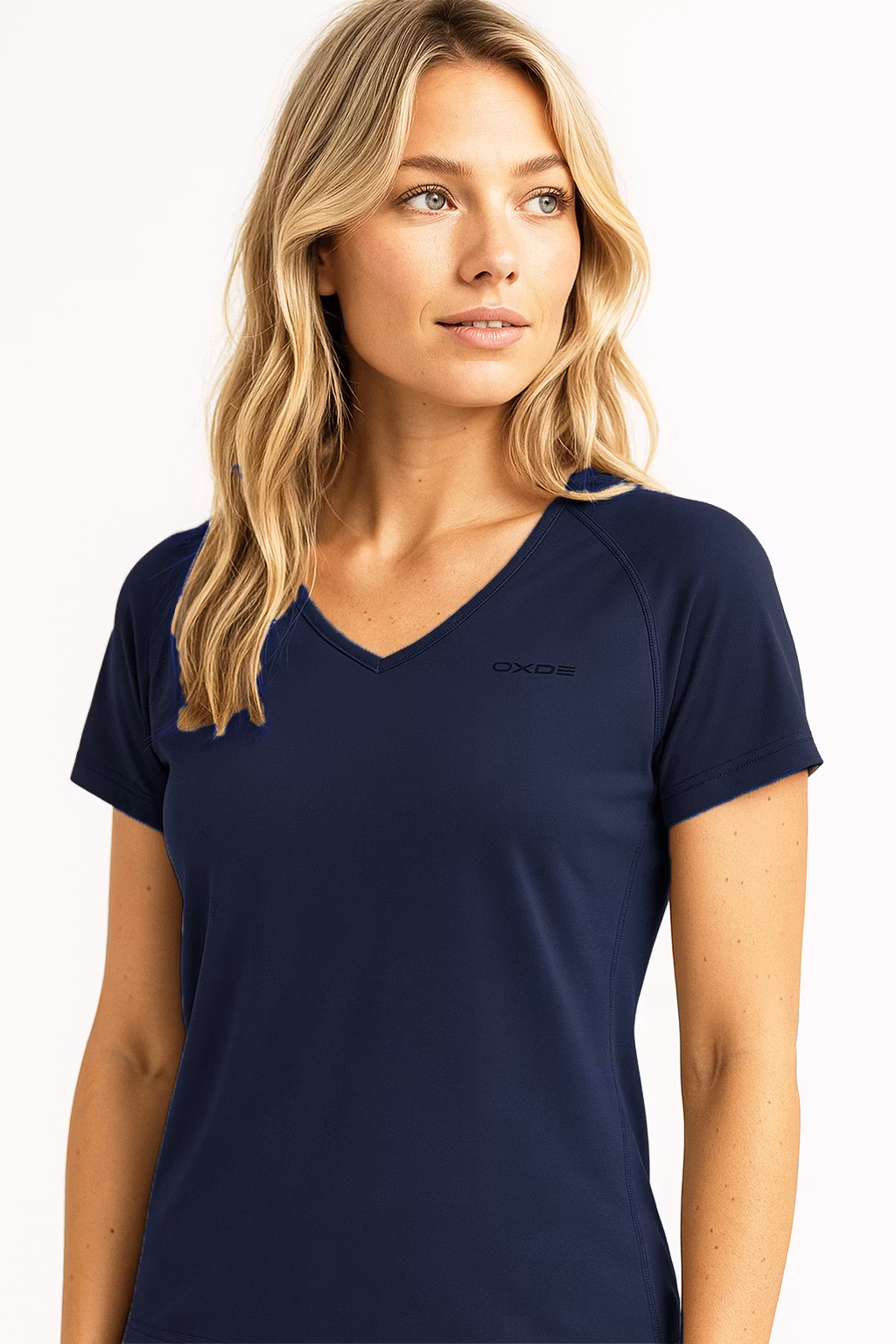 Träningstopp Dam V-ringad, Quick Dry - Blue