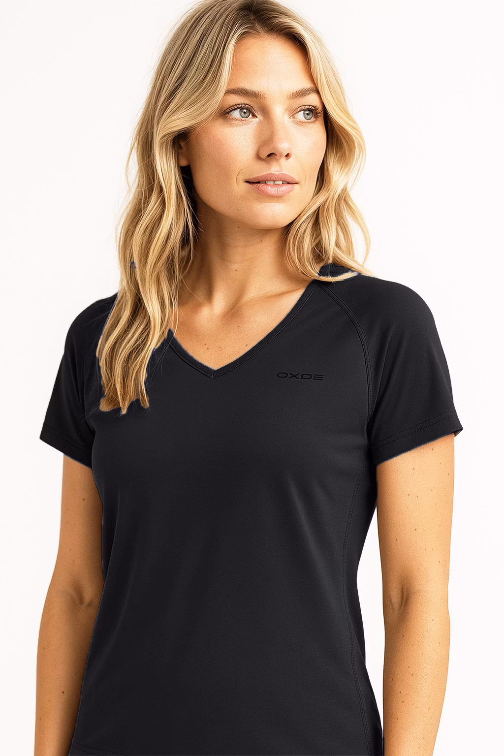 Träningstopp Dam V-ringad, Quick Dry - Black