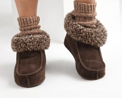 IDRE Fårskinnstofflor Svensktillverkade, Brun