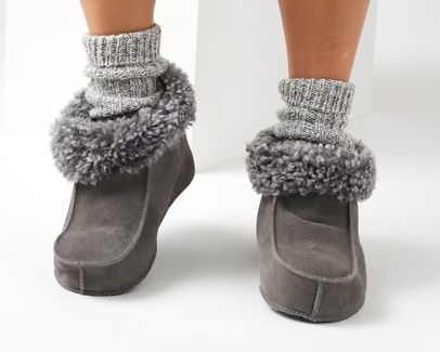 IDRE Fårskinnstofflor Svensktillverkade, Ljusgrå