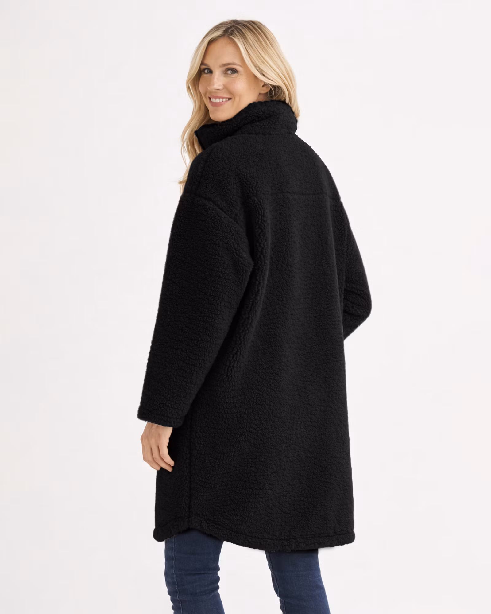 Lång pilejacka med hög krage Dam, Svart