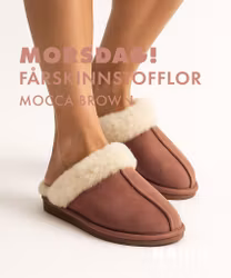 SANDEFJORD Fårskinnstofflor, Mocca