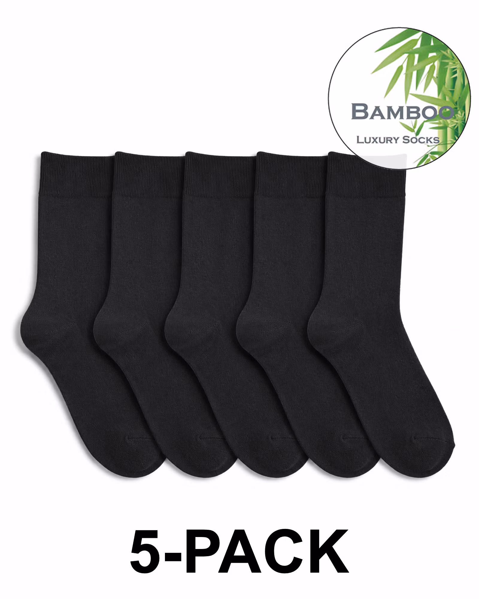 Bambustrumpor Utan Tåsöm 5-pack – Svart