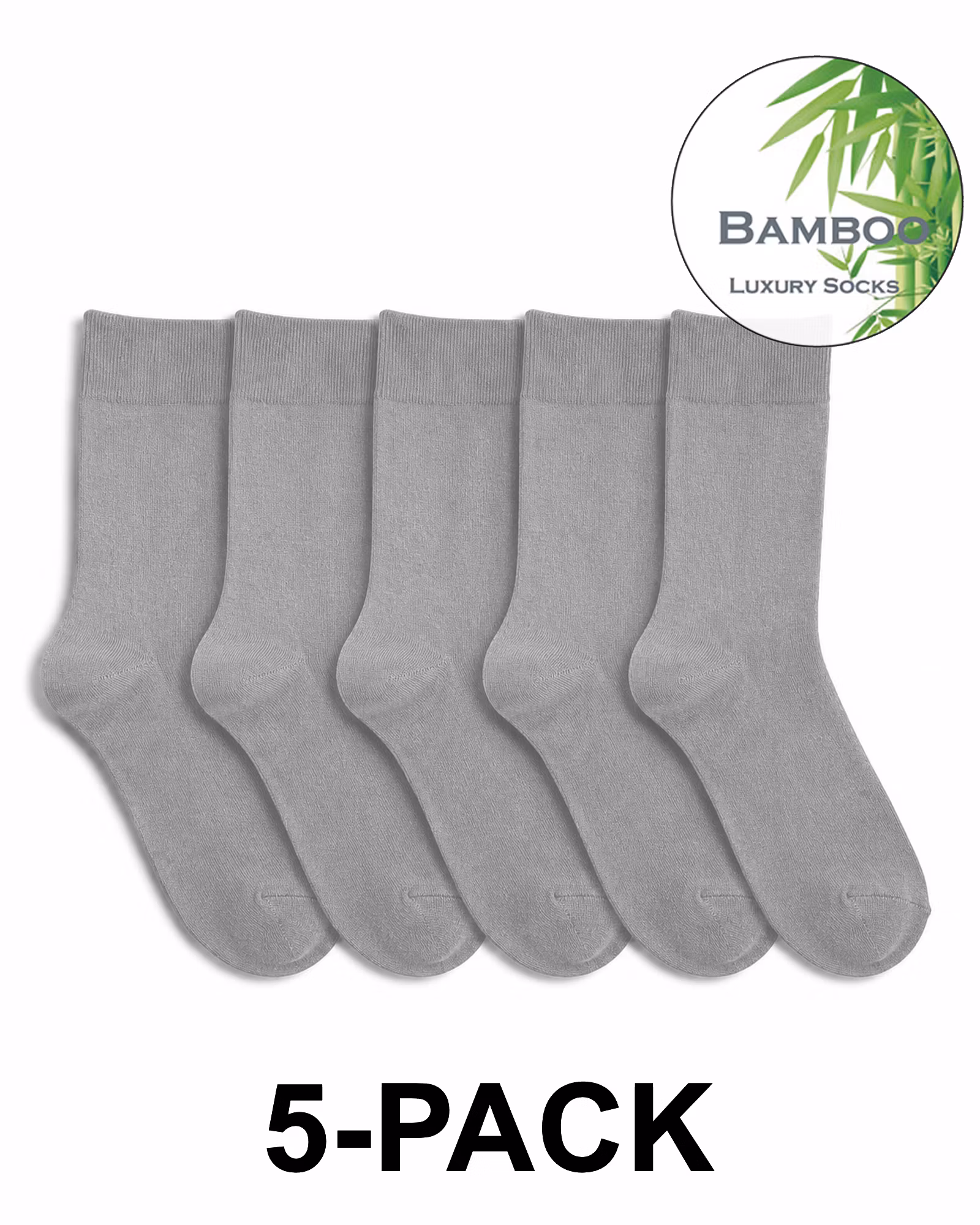 Bambustrumpor Utan Tåsöm 5-pack – Ljusgrå
