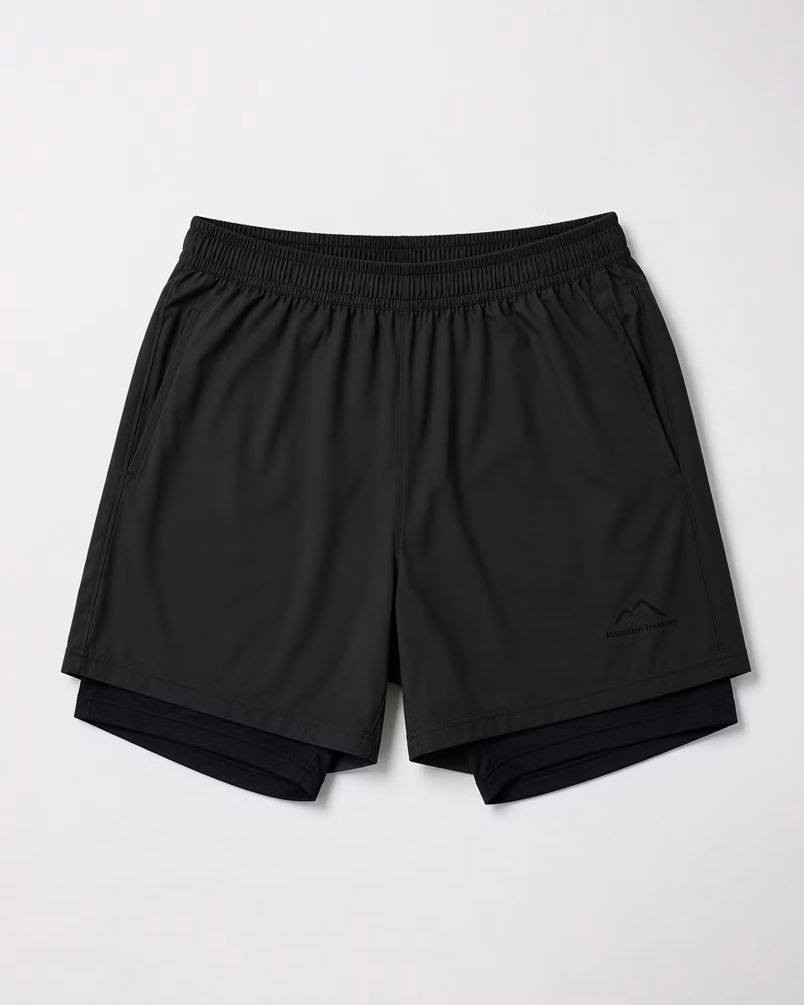2-in-1 Träningsshorts Herr – Stretchiga med Innershorts – Svart