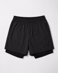 2-in-1 Träningsshorts Herr – Stretchiga med Innershorts – Svart