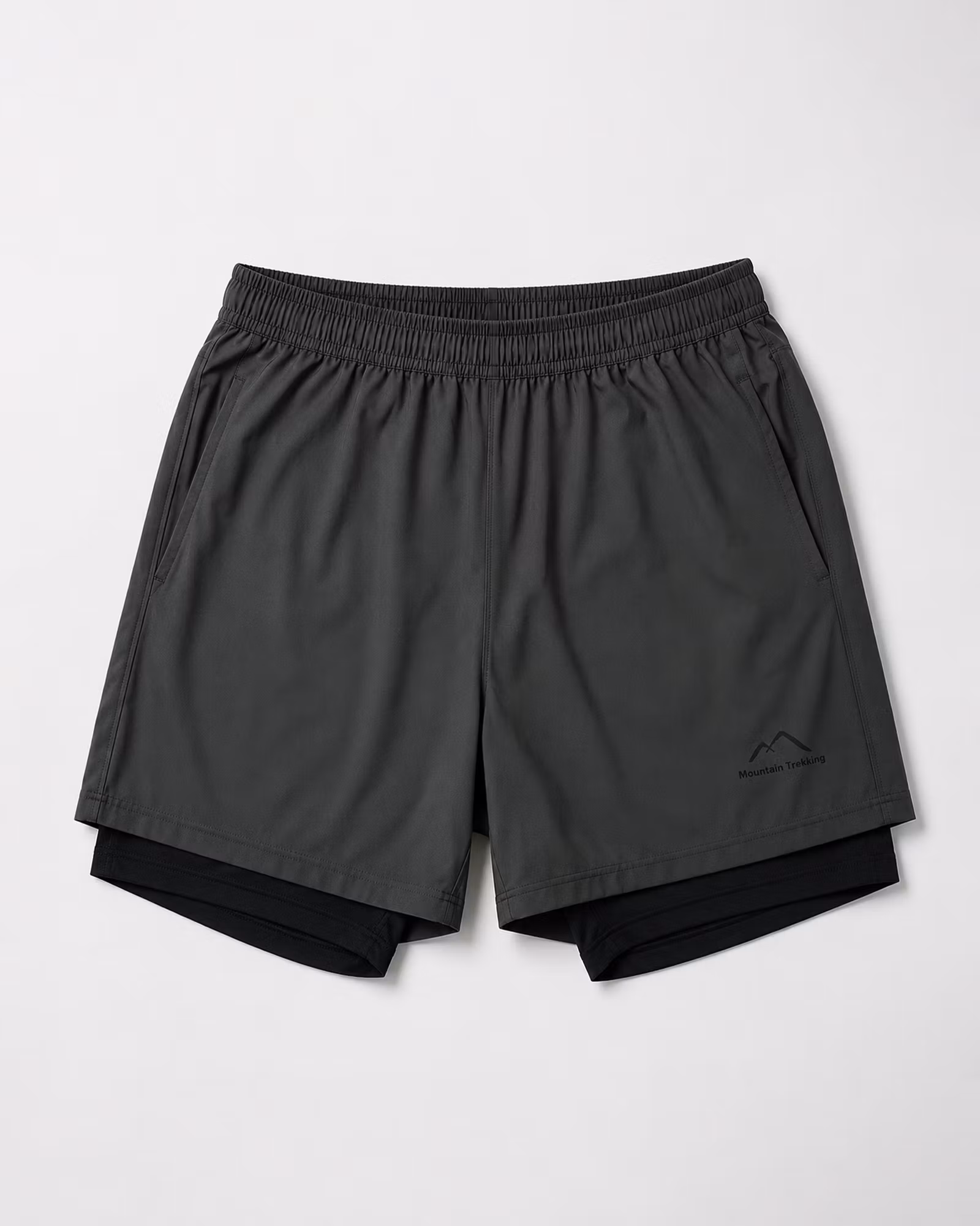 2-in-1 Träningsshorts Herr – Stretchiga med Innershorts – Antracitgrå