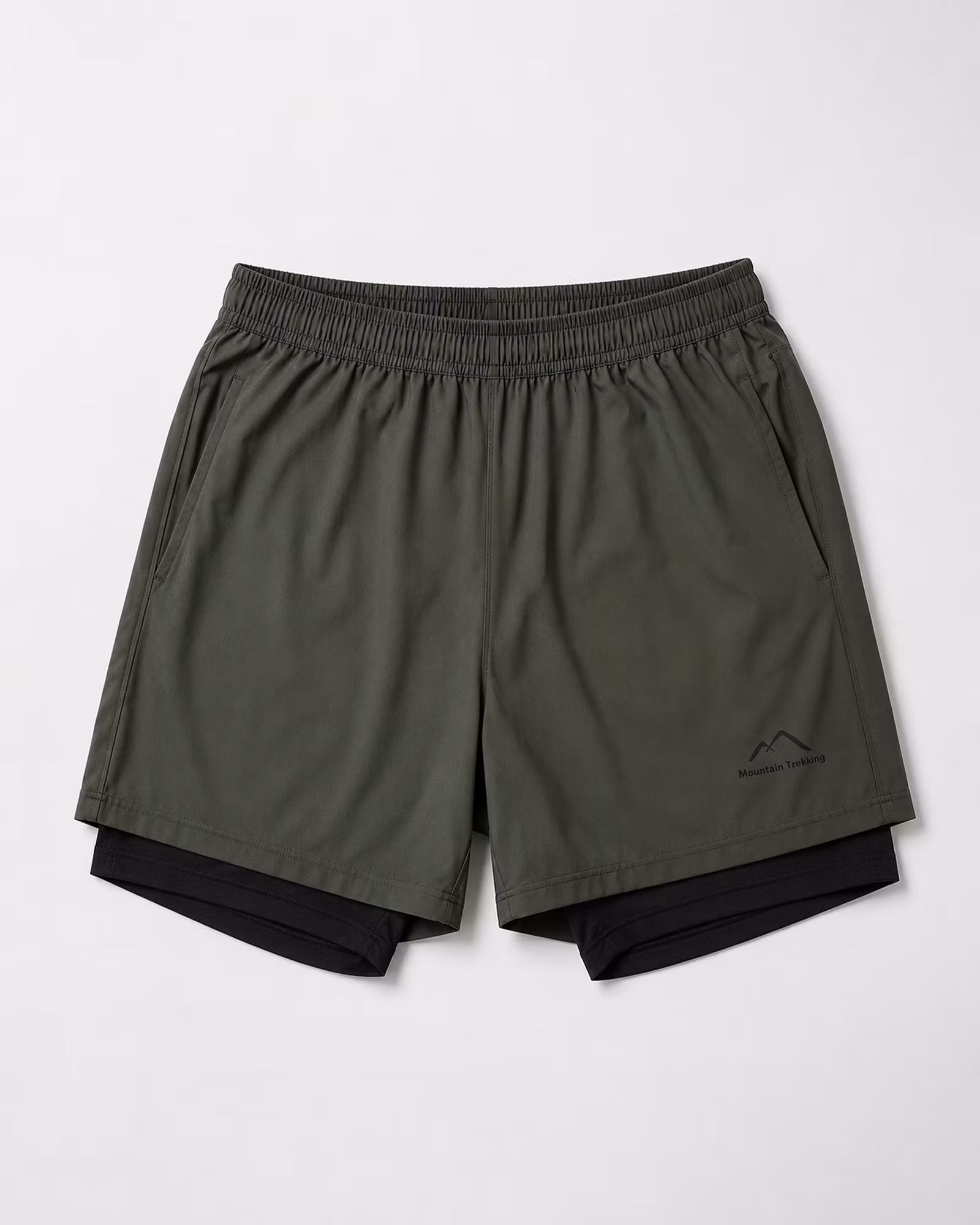 2-in-1 Träningsshorts Herr – Stretchiga med Innershorts – Grön