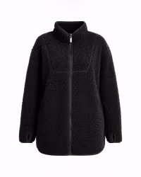 Lång Teddyjacka Dam | Mjuk Teddy-Pile & Loose Fit - Black