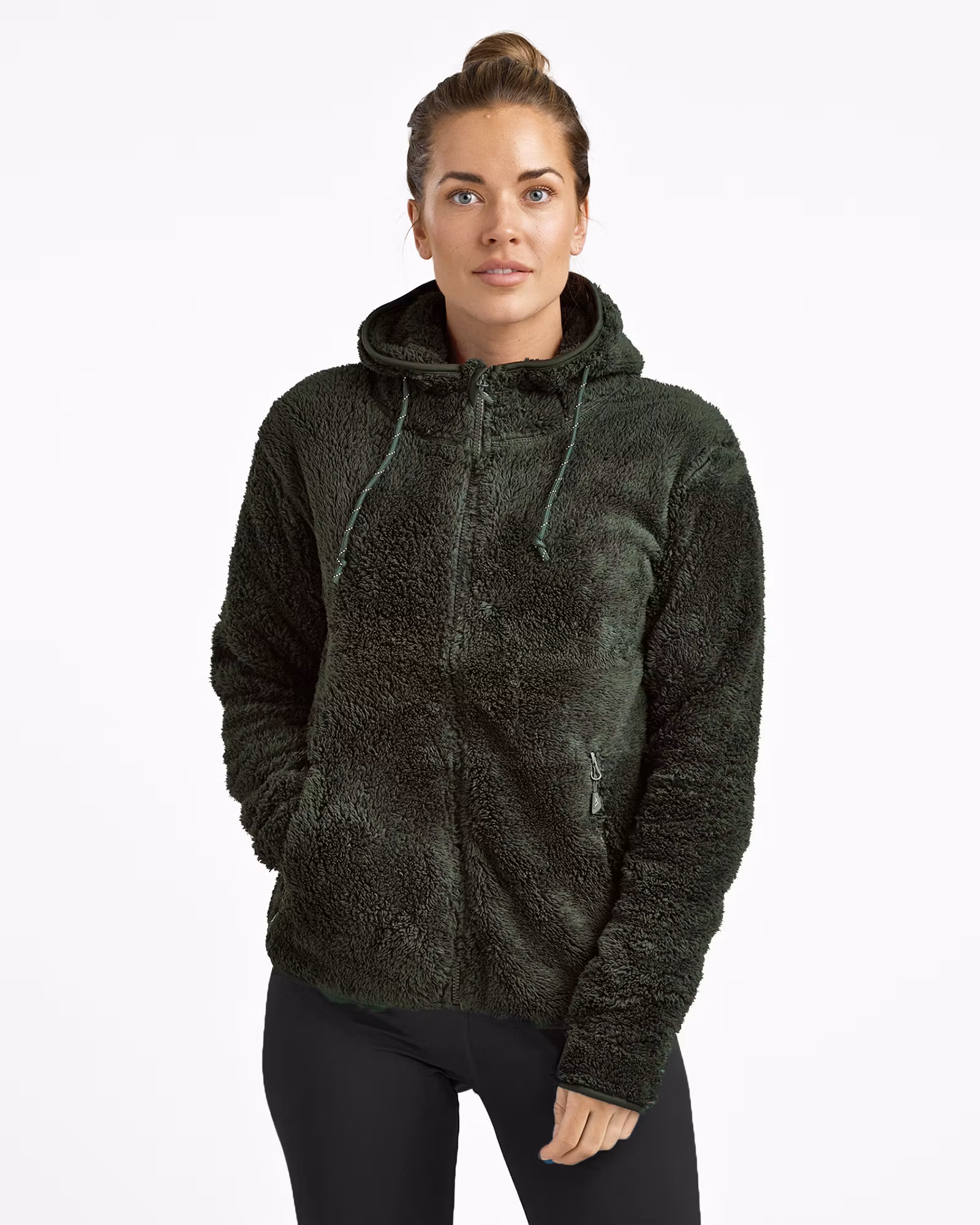 Softpile Hoodie Dam – Mjuk Fleecejacka med Huva | Mountain Trekking - Mörkgrön