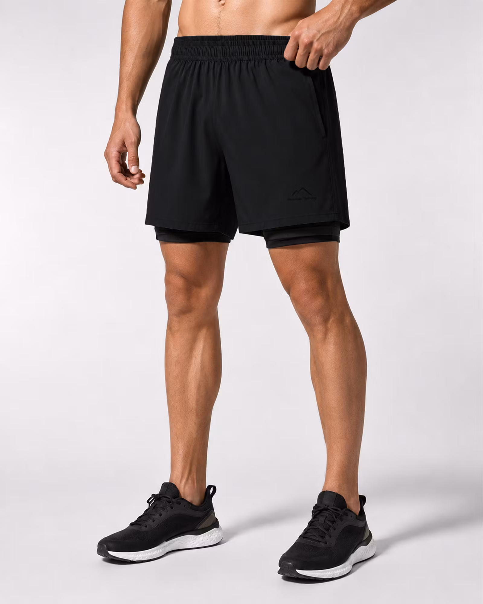 Träningsshorts Herr 2-in-1 – Stretch & Innershorts | Svart