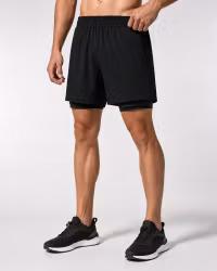 Träningsshorts Herr 2-in-1 – Stretch & Innershorts | Svart