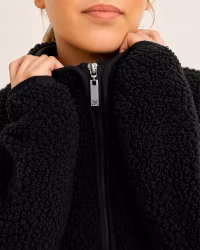 Lång Teddyjacka Dam | Mjuk Teddy-Pile & Loose Fit - Black