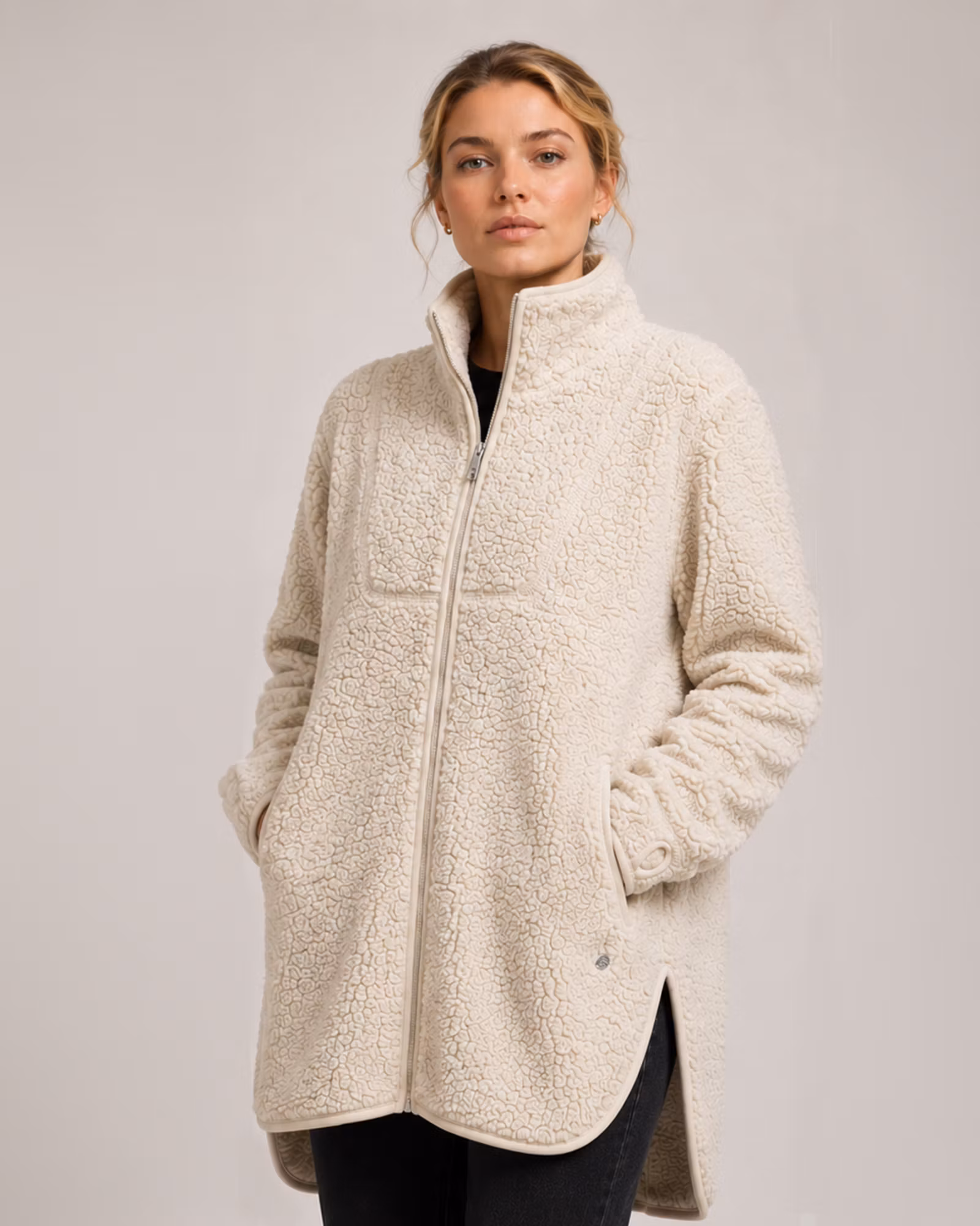 Lång Teddyjacka Dam – Mjuk Teddyfleece | Loose Fit Creme