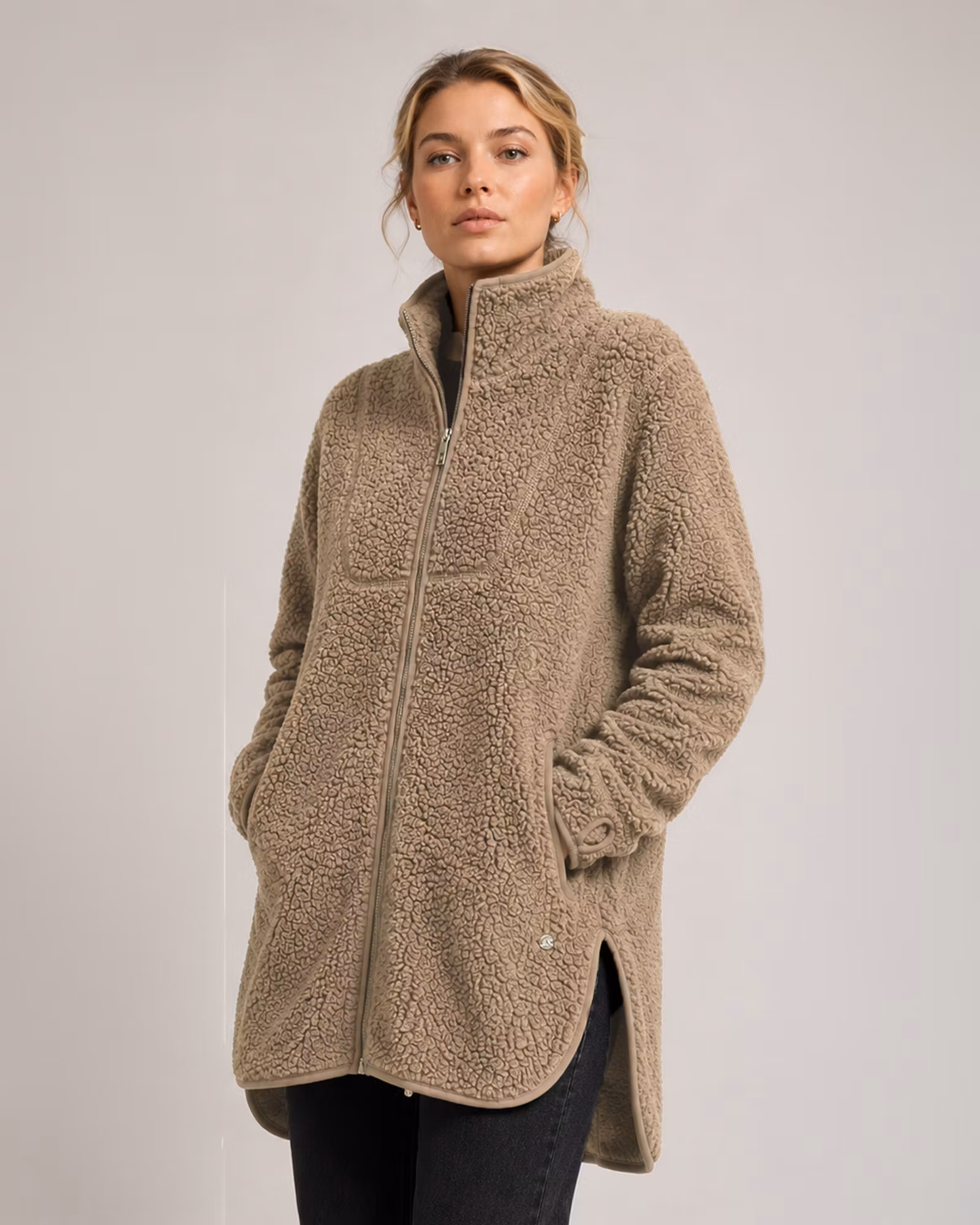 Lång Teddyjacka Dam | Mjuk Teddy-Pile & Loose Fit - Walnut